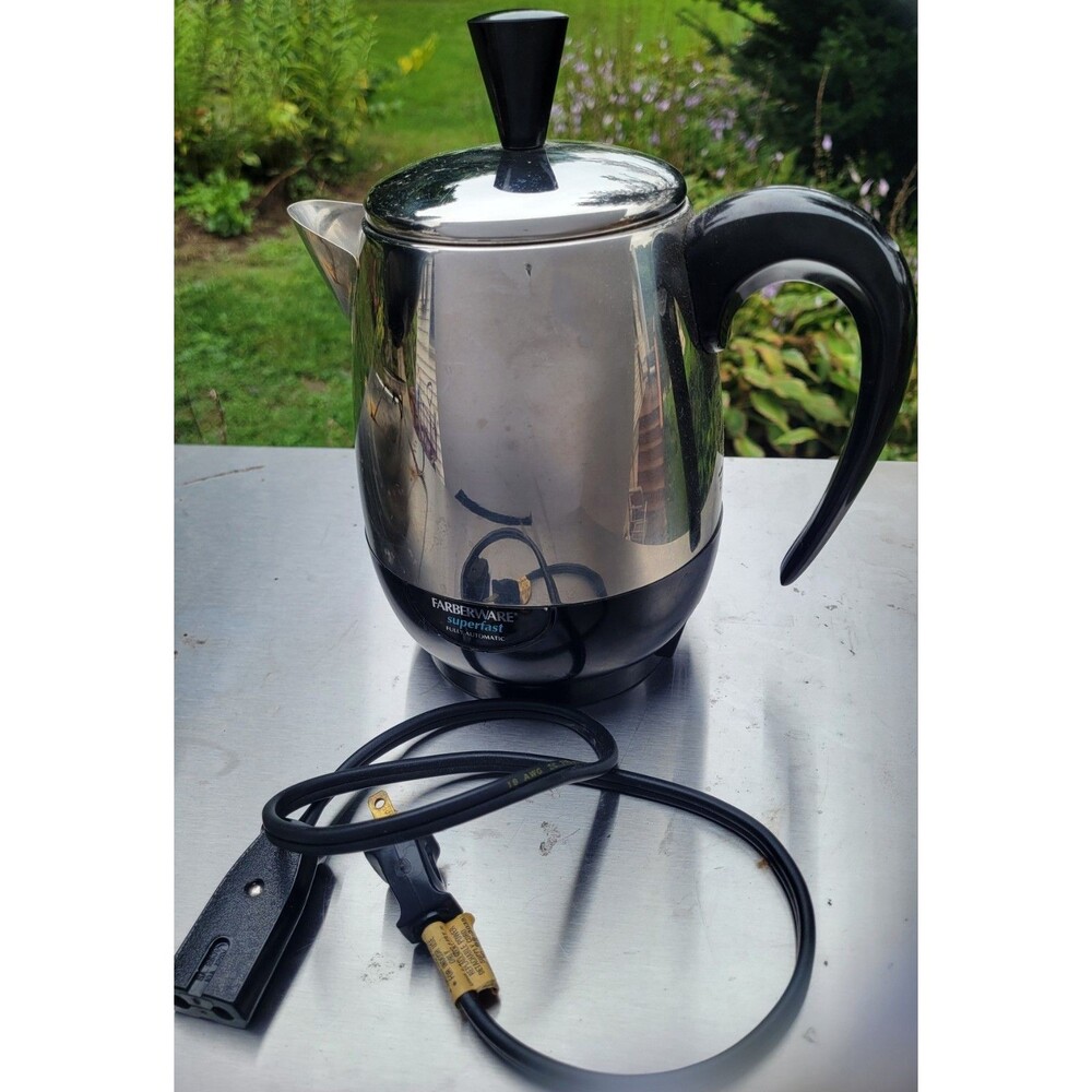 Farberware Superfast 2-4 Cup Coffee Percolator Chrome FCP240 Tested Vintage